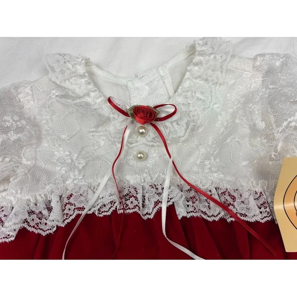 Little Precious Red Velvet Girl 3 6‎ Mos Christmas Holiday Dress Outfit 2pc NWT